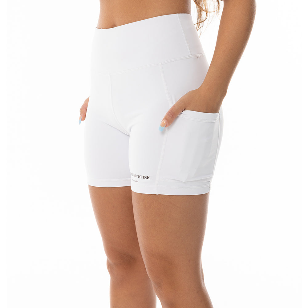 Load image into Gallery viewer, WHITE ATI BIKE SHORTS