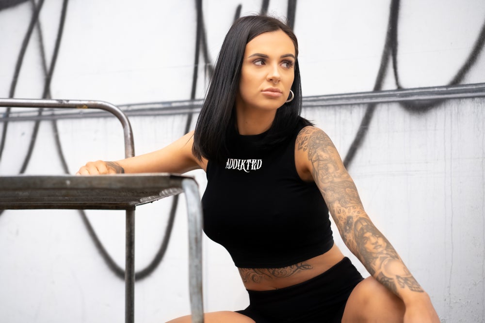 Load image into Gallery viewer, ATI Womens Crop - Black Tank (SML Print)